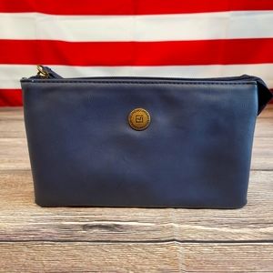 Stone Mountain Leather Clutch - Navy Blue Large Zippered Wallet Clutch Hand Bag
